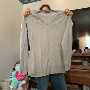 Laura scott grey beaded pull over